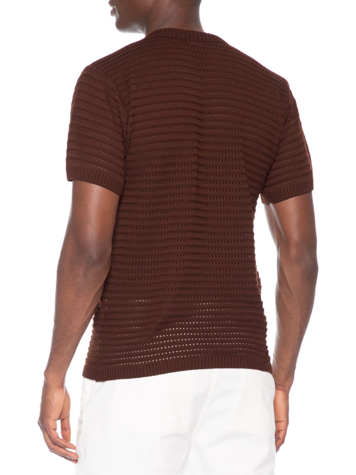 Camiseta Masculina Em Tricot Texturizada – Marrom Basiq Men