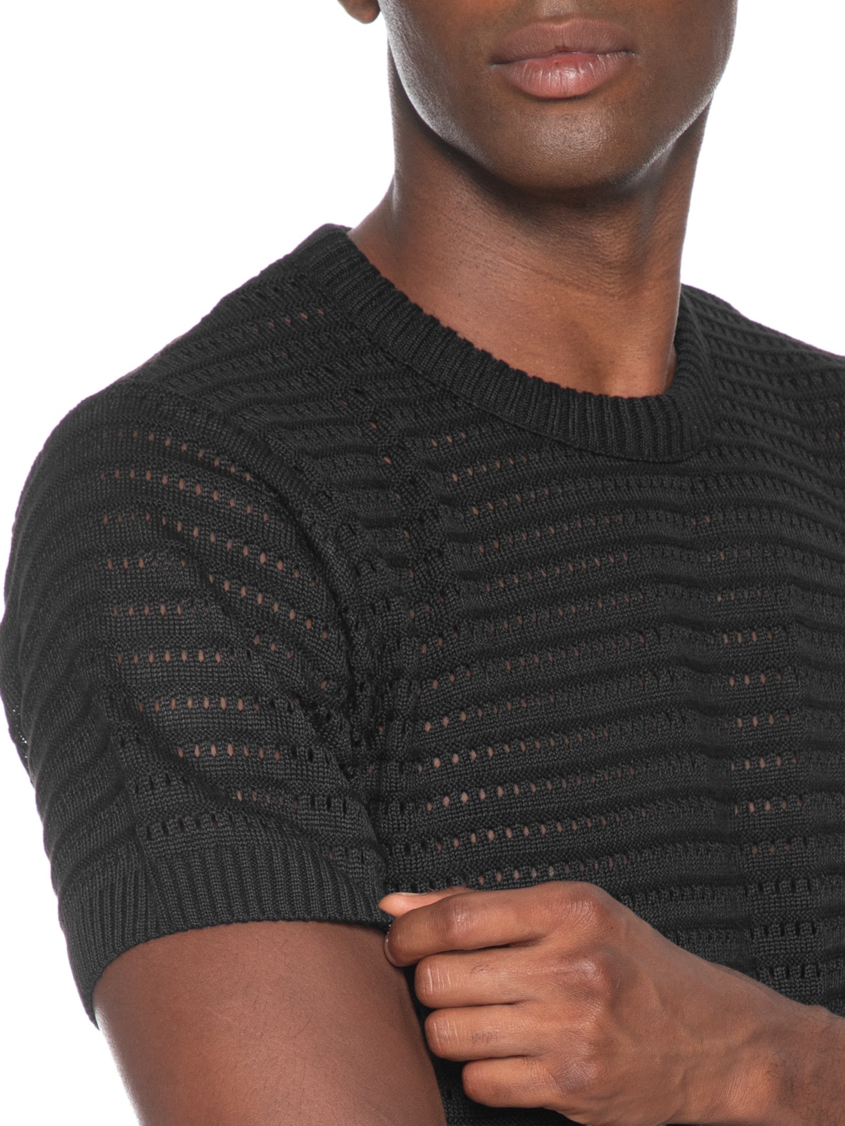 Camiseta Masculina Em Tricot Texturizada – Preto Basiq Men