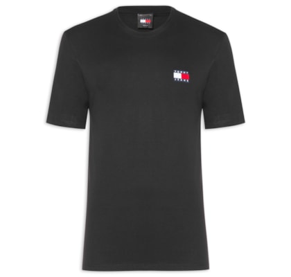 Camiseta Masculina Emblema Regular Fit Em Algodão - Preto