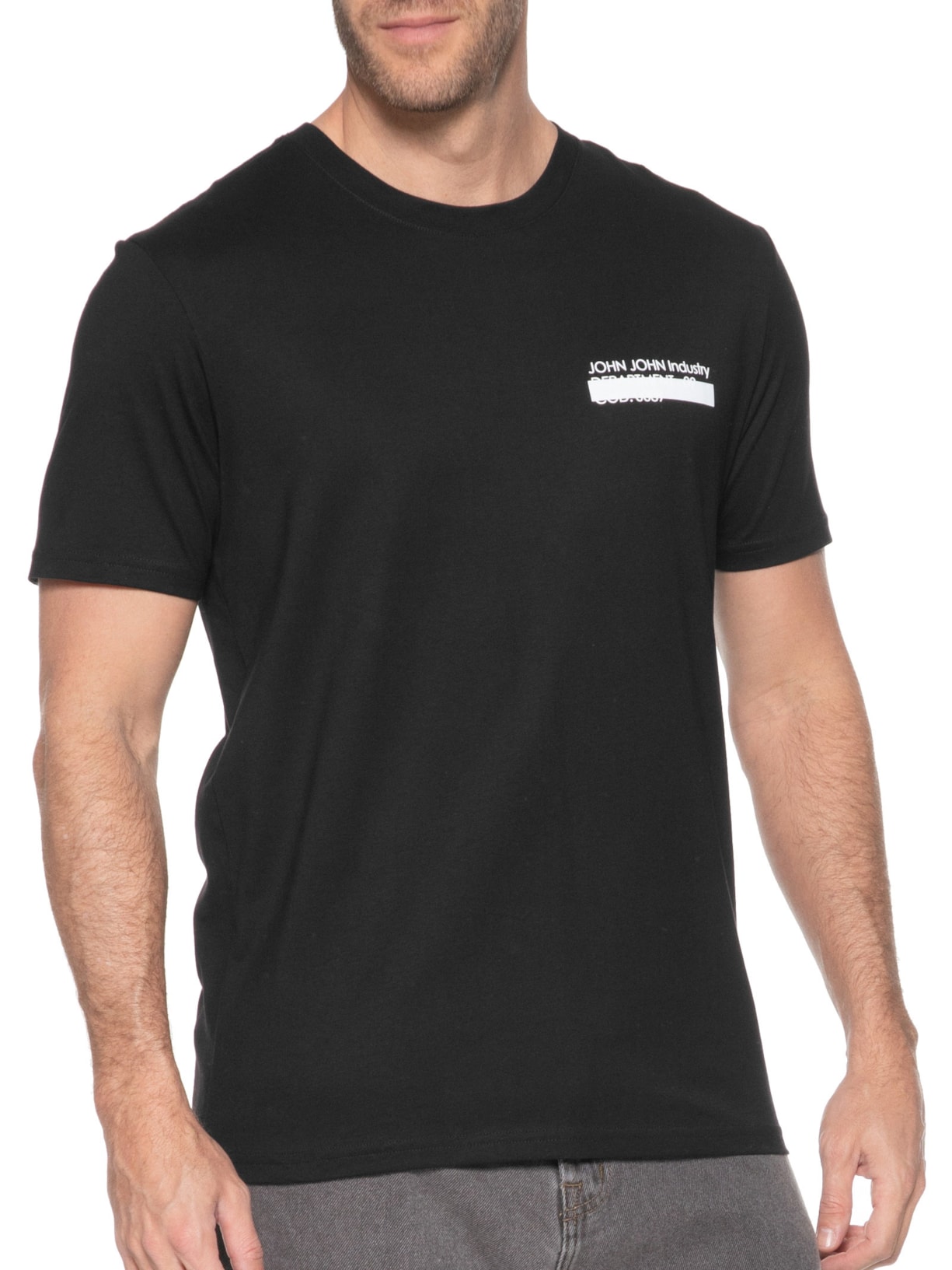 Camiseta Masculina Emboss Industry Black Preto John John