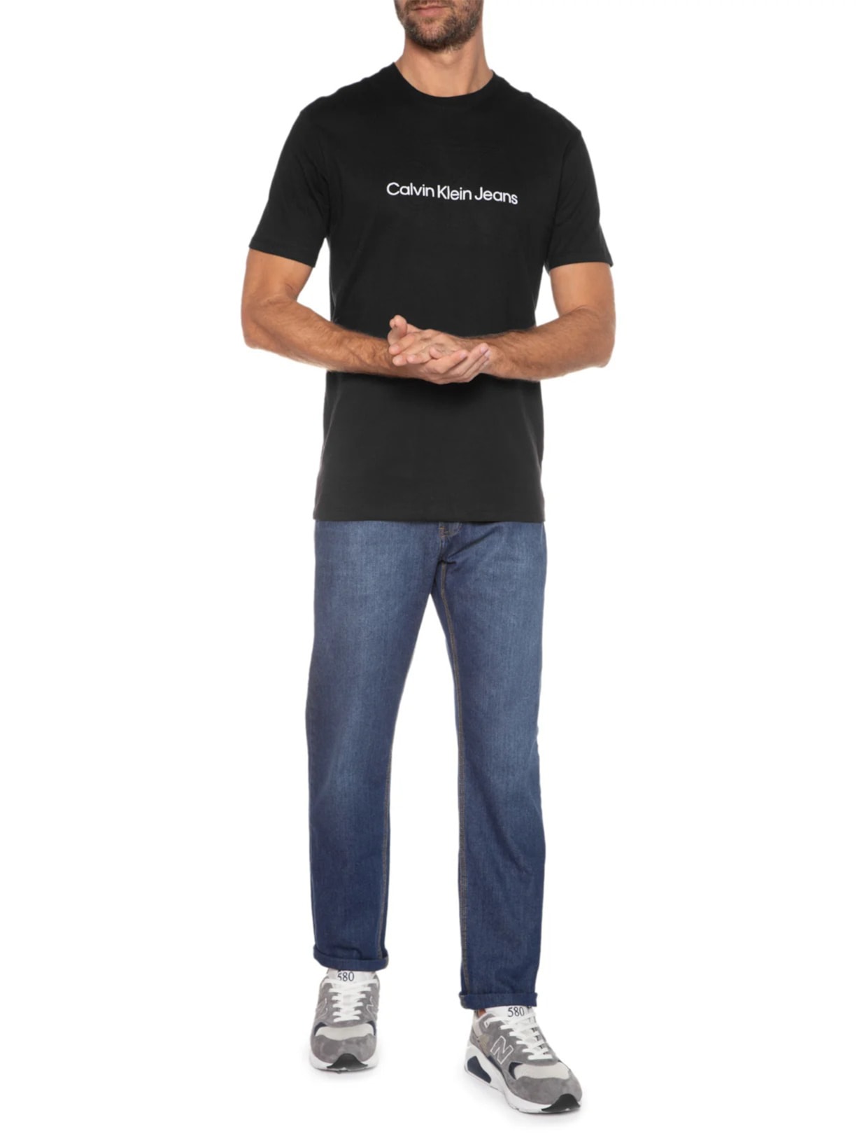 Camiseta Masculina Embossed Preto Calvin Klein Jeans