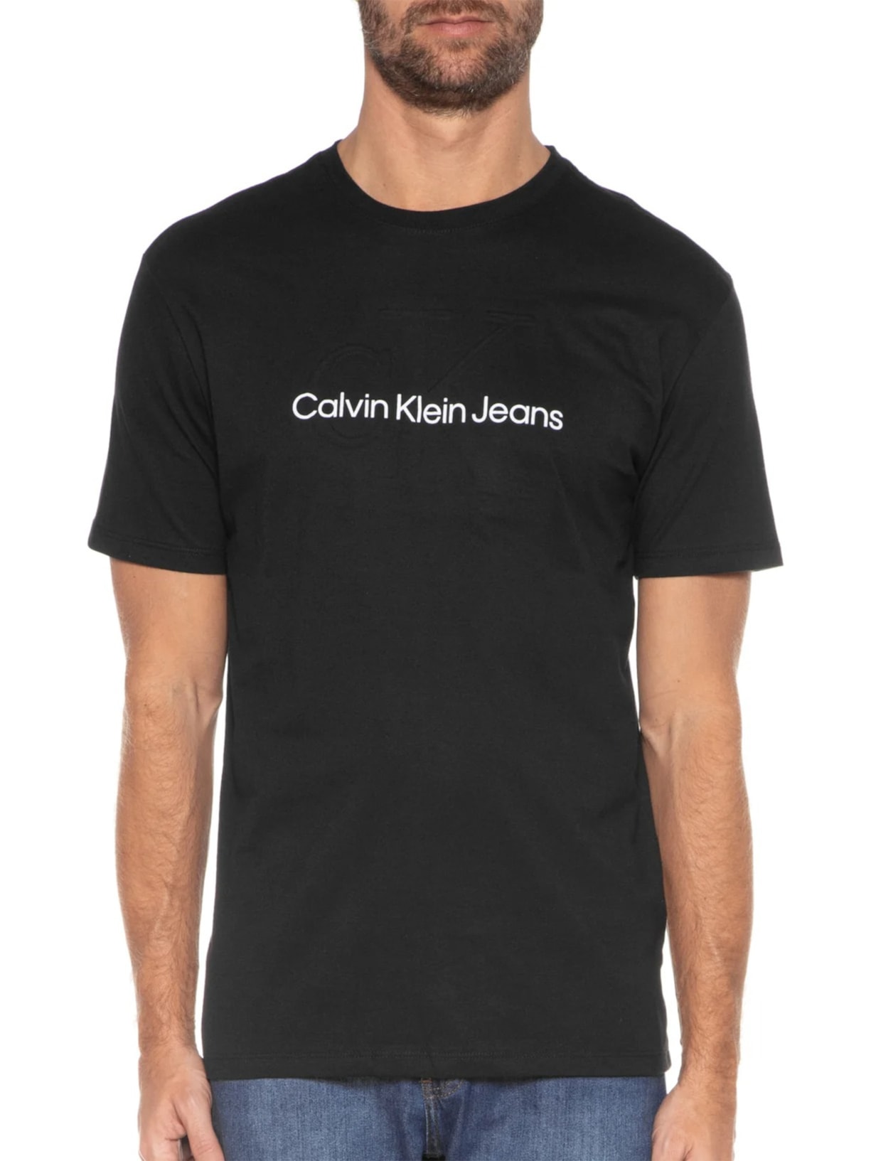 Camiseta Masculina Embossed Preto Calvin Klein Jeans