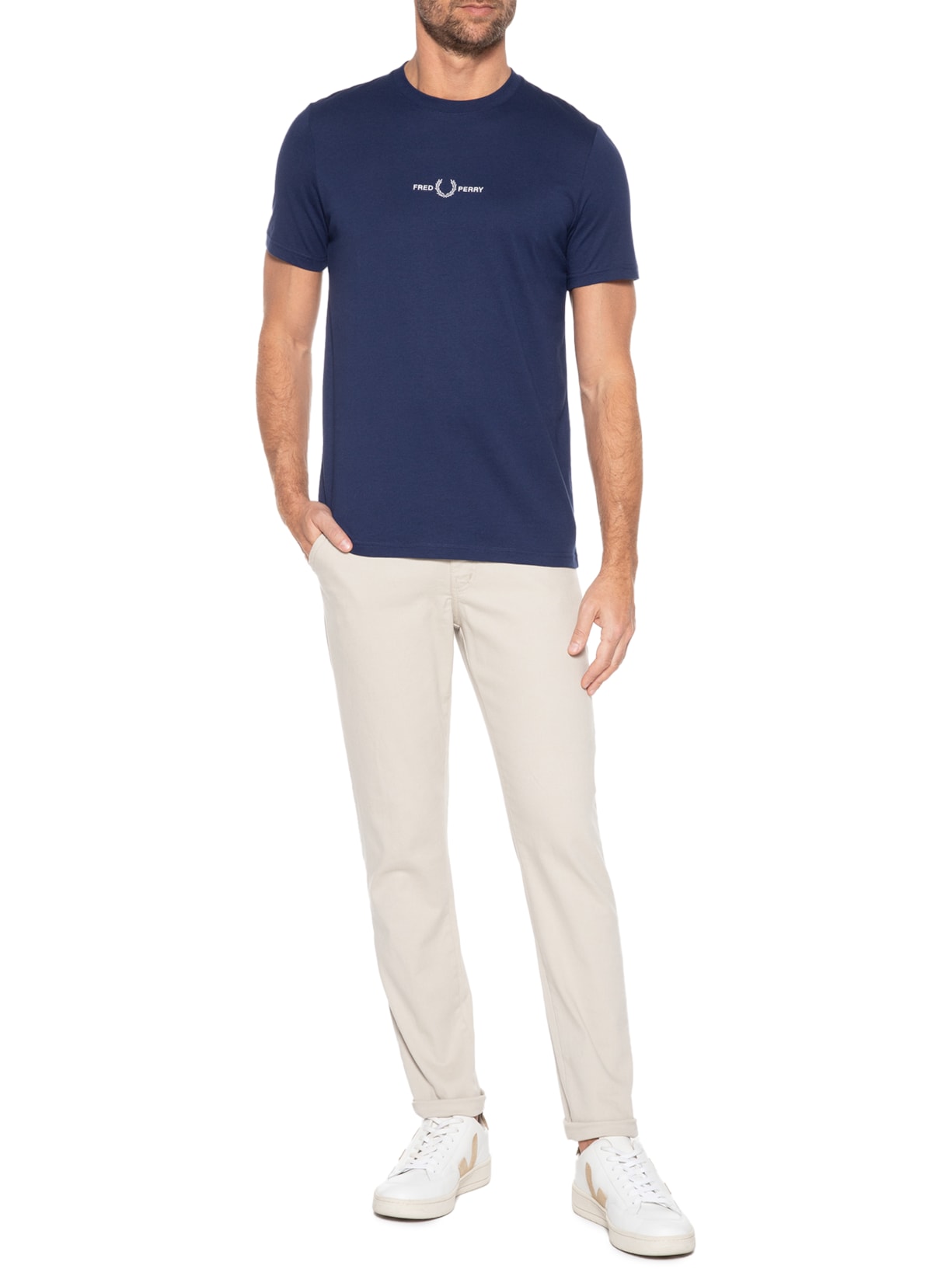 Camiseta Masculina Embroidered Azul Fred Perry