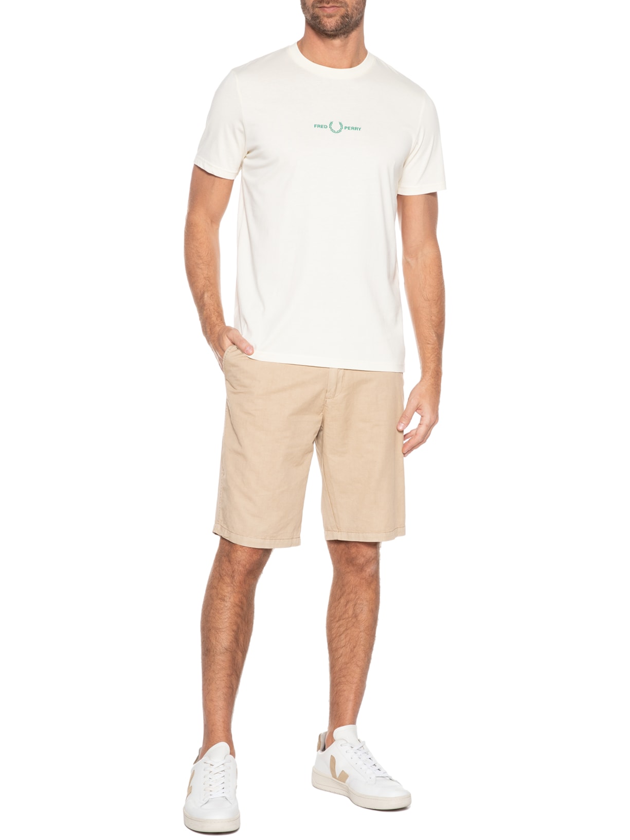 Camiseta Masculina Embroidered Bege Fred Perry