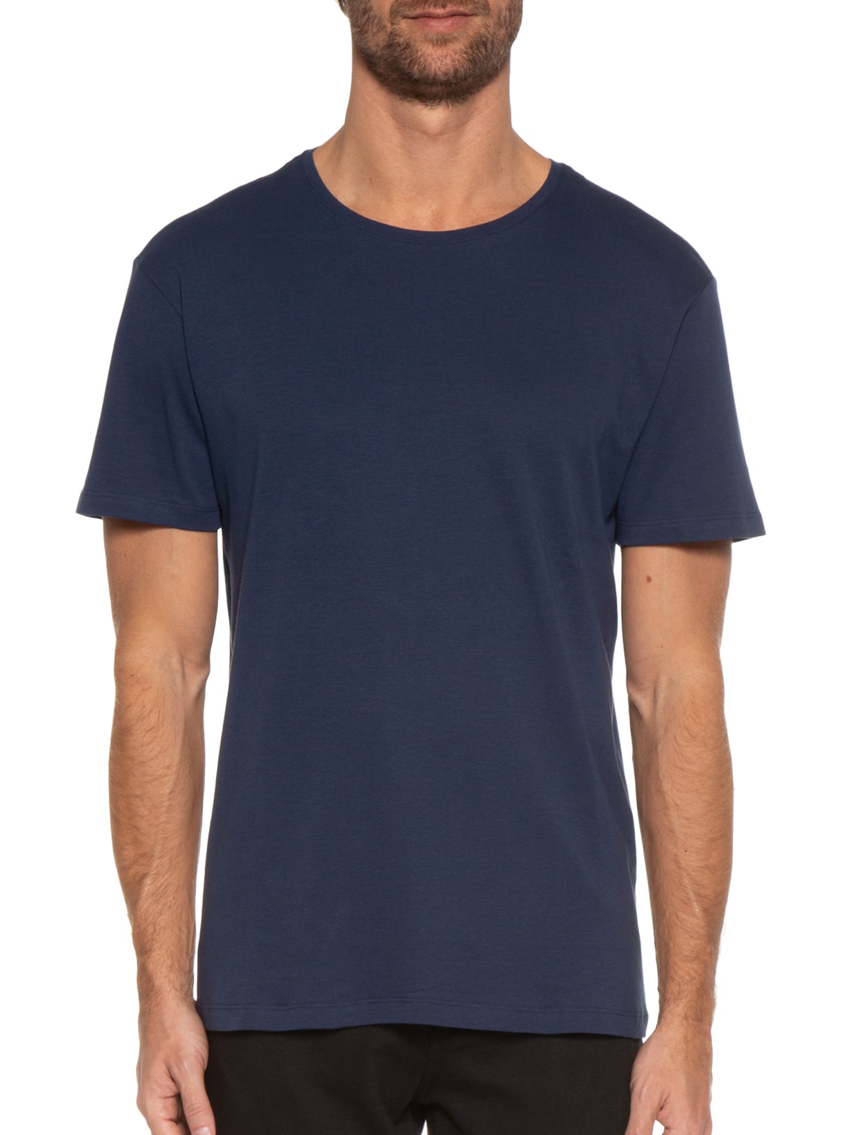 Camiseta Masculina Enxuto Pima Gola Careca Azul Oficina Reserva