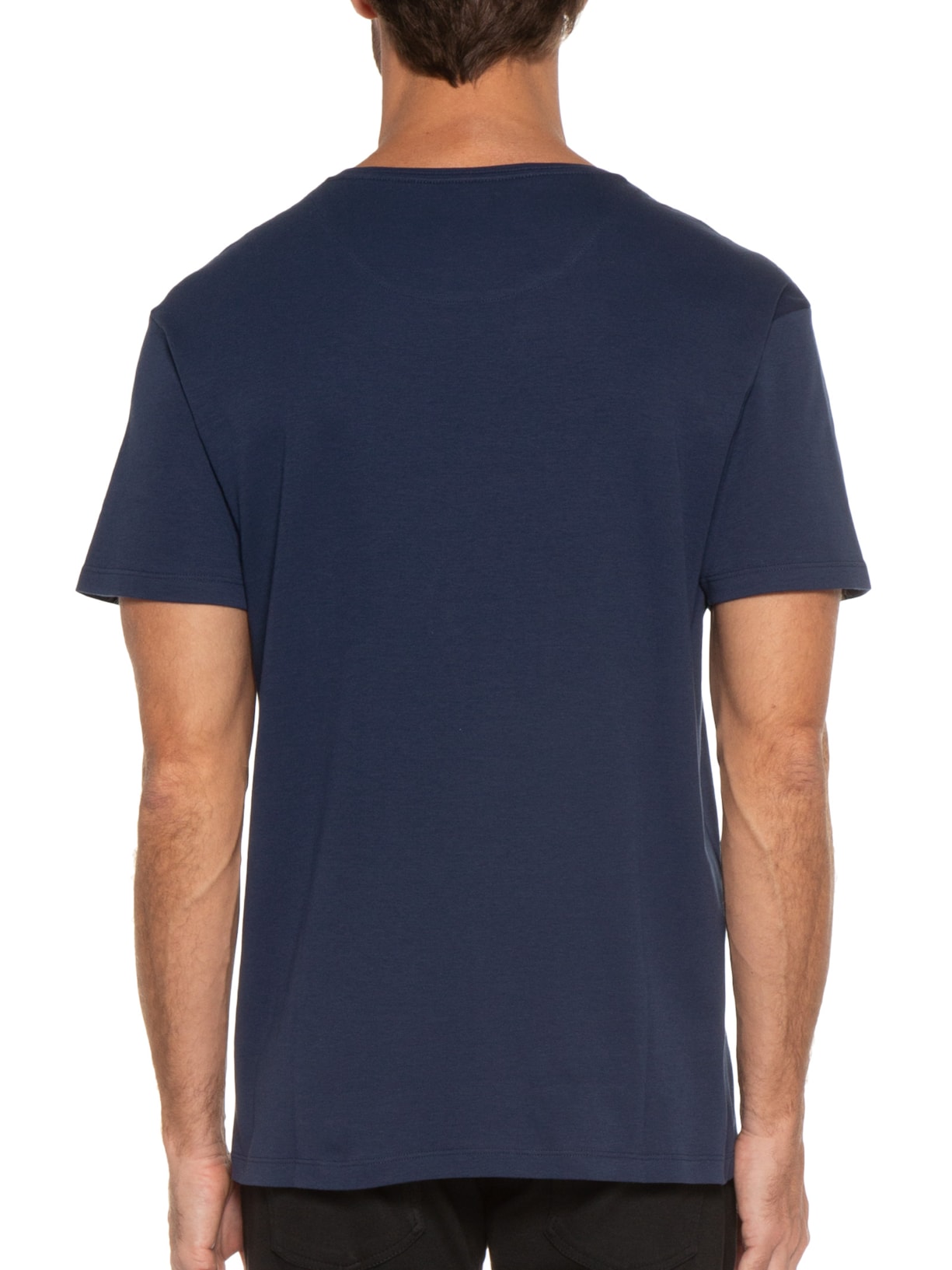 Camiseta Masculina Enxuto Pima Gola Careca Azul Oficina Reserva