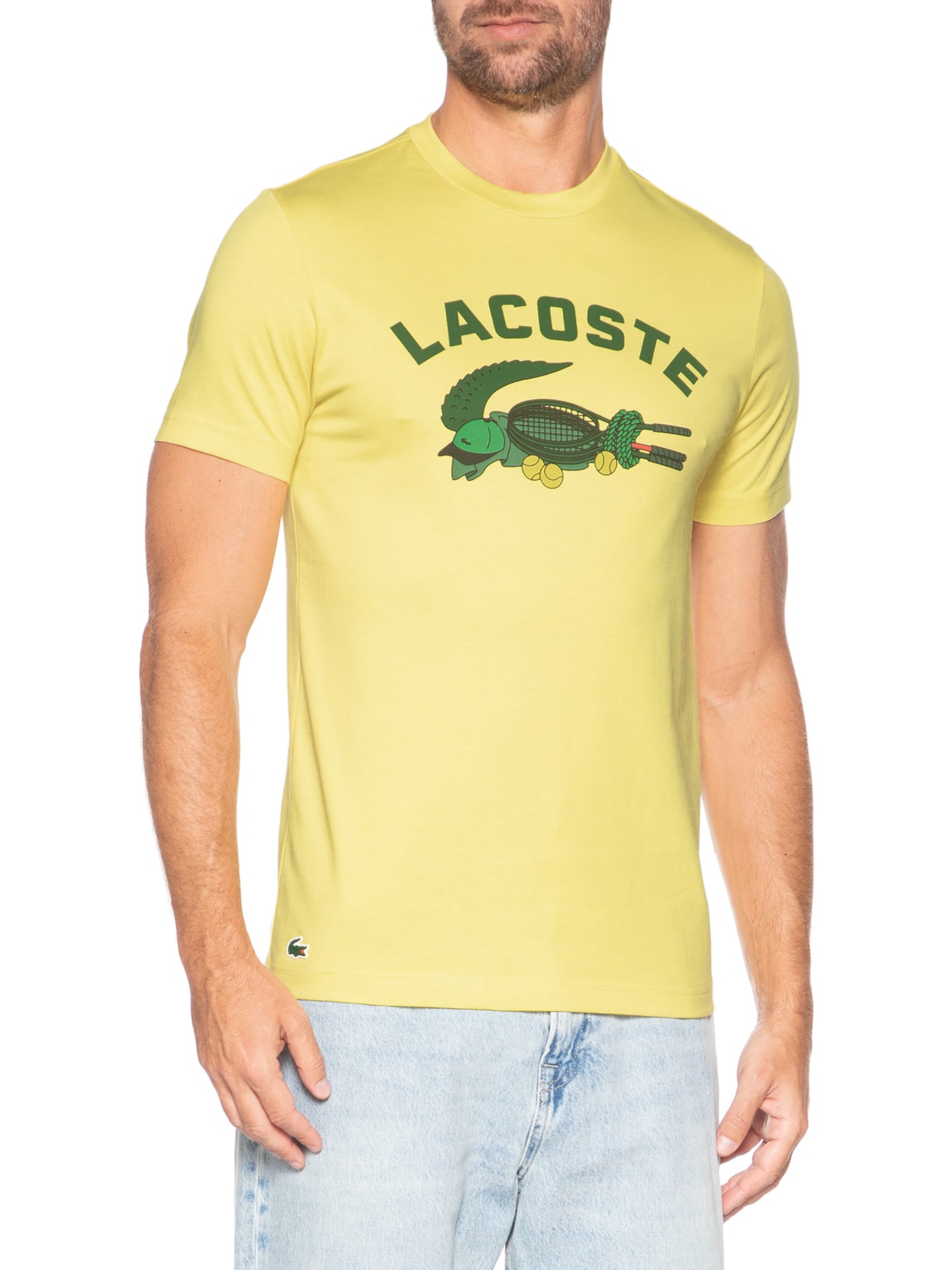 Camiseta Masculina Esportiva Tennis Ultra Dry Amarelo Lacoste
