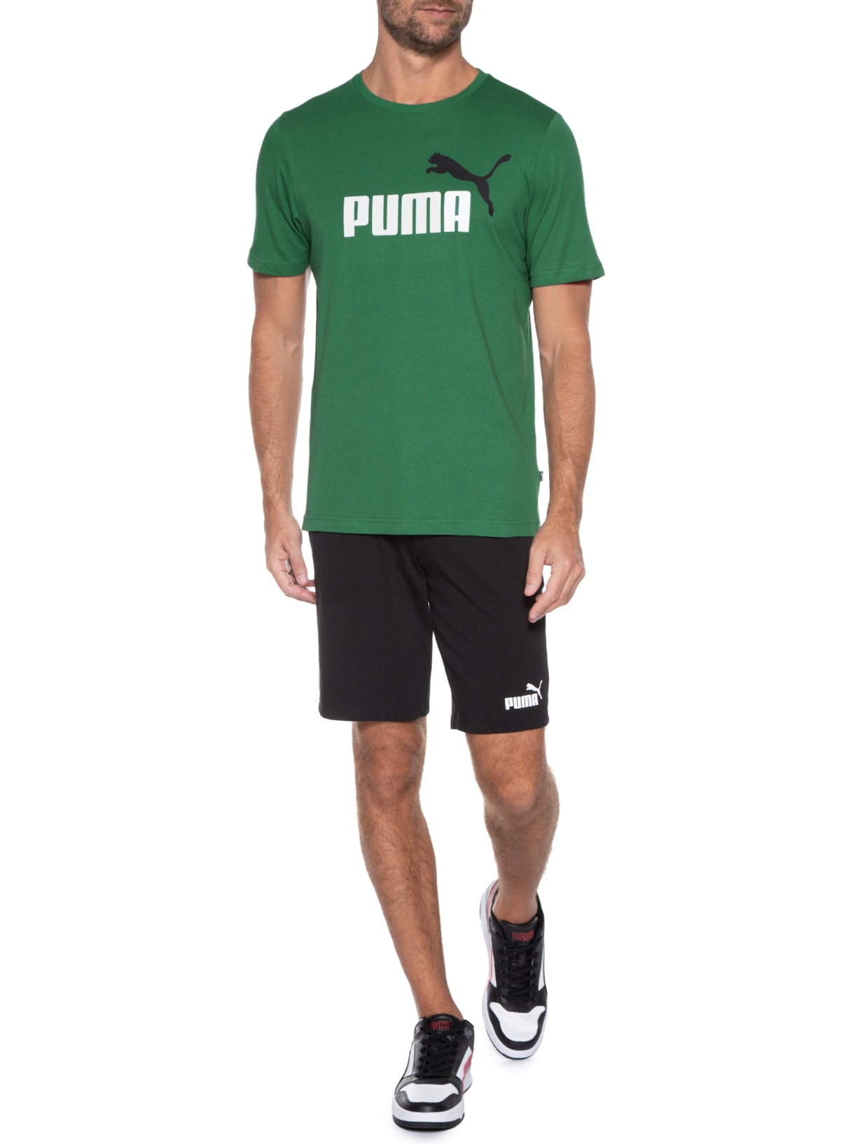 Camiseta Masculina Ess+ 2 Col Logo Tee Verde Puma