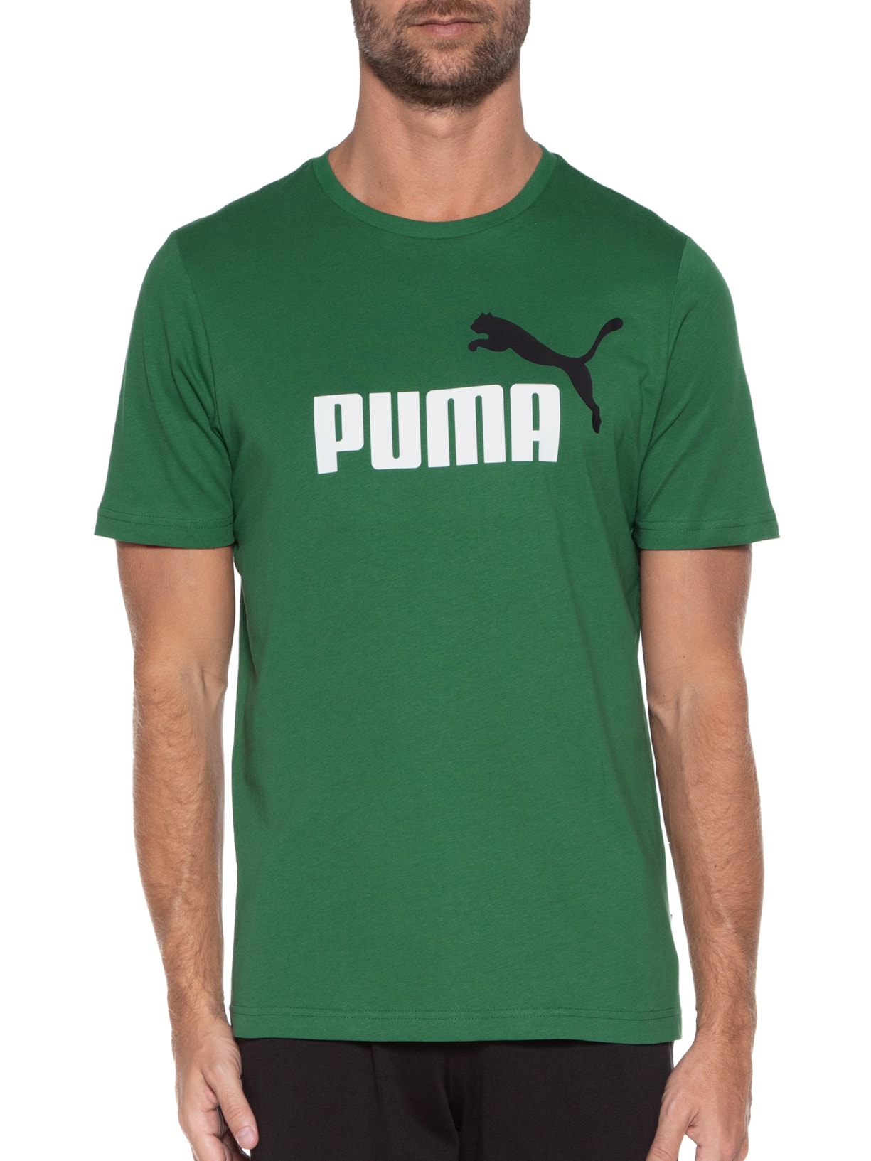 Camiseta Masculina Ess+ 2 Col Logo Tee Verde Puma