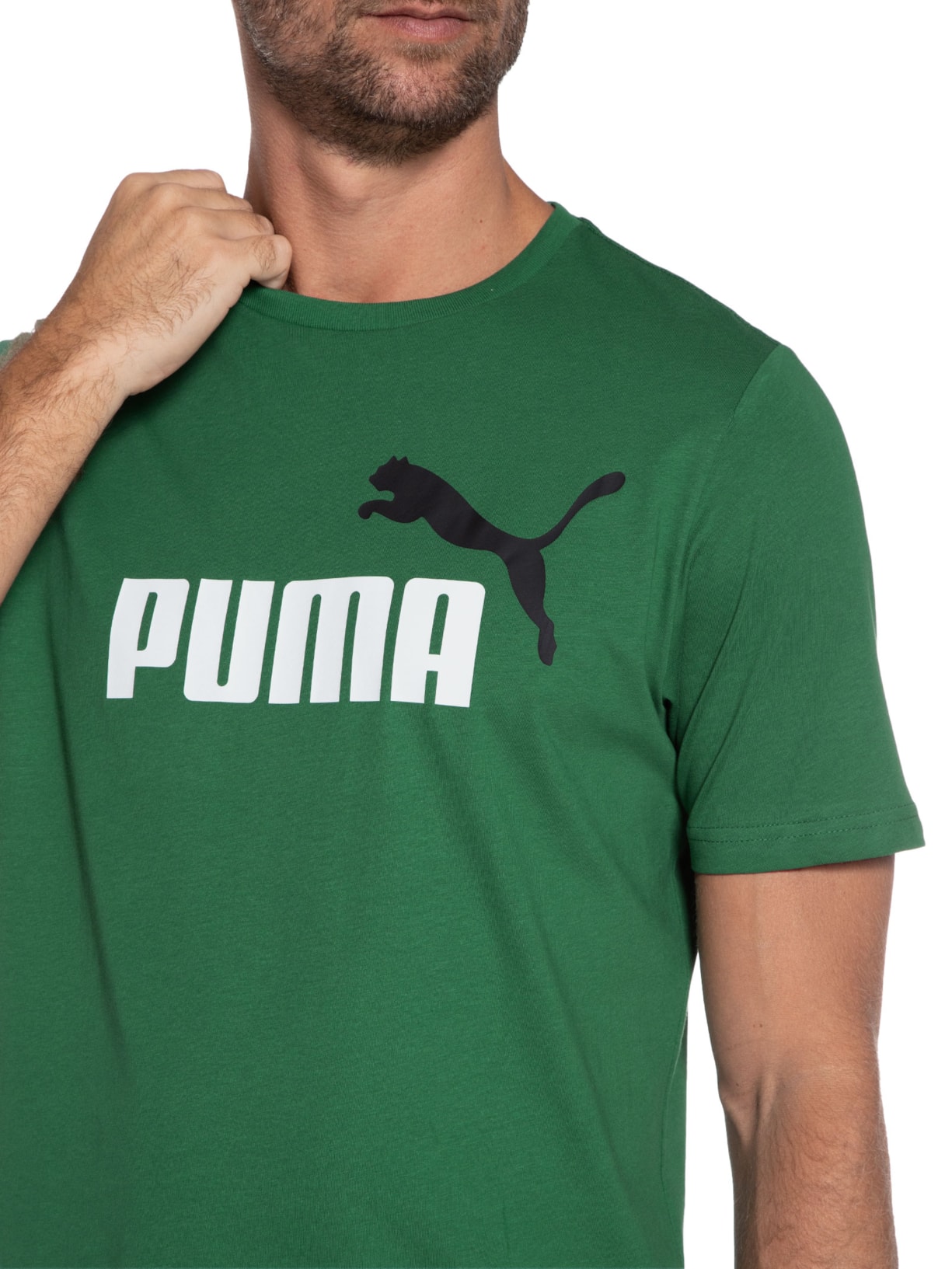 Camiseta Masculina Ess+ 2 Col Logo Tee Verde Puma