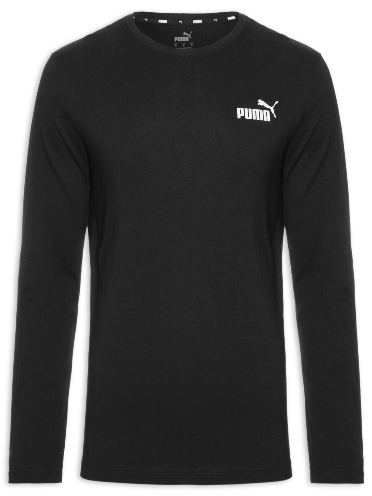 Camiseta Masculina Ess Small Logo Longsleeve Tee - Preto