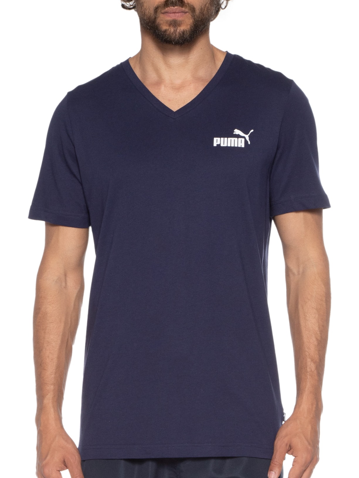 Camiseta Masculina Ess V Neck Tee Azul Puma
