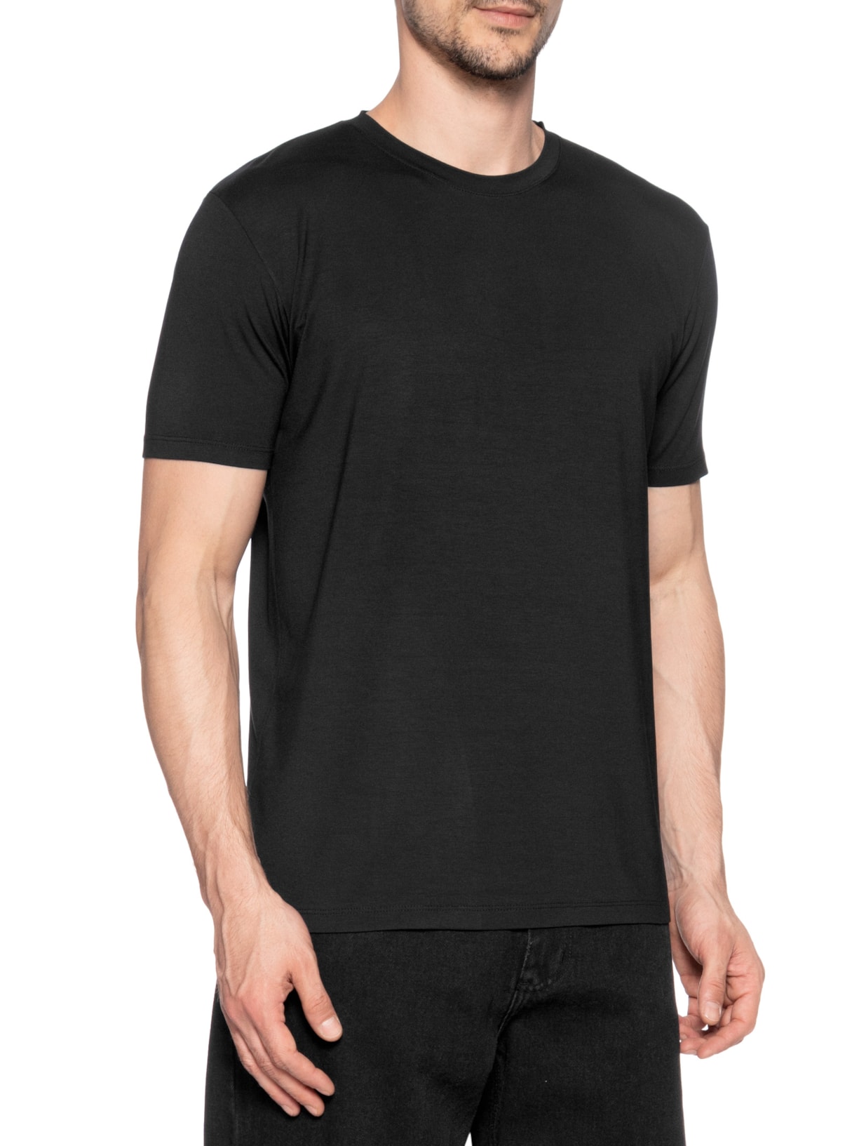 Camiseta Masculina Essencial Tech Em Modal Preto '2 Essential