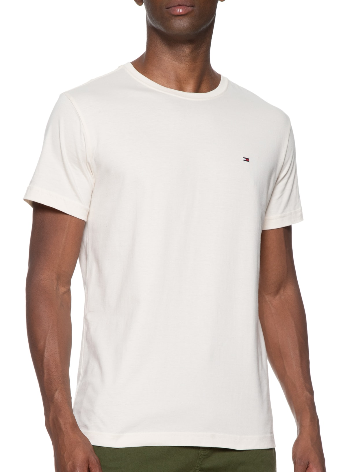 Camiseta Masculina Essential Algodão Cneck Bege Tommy Hilfiger