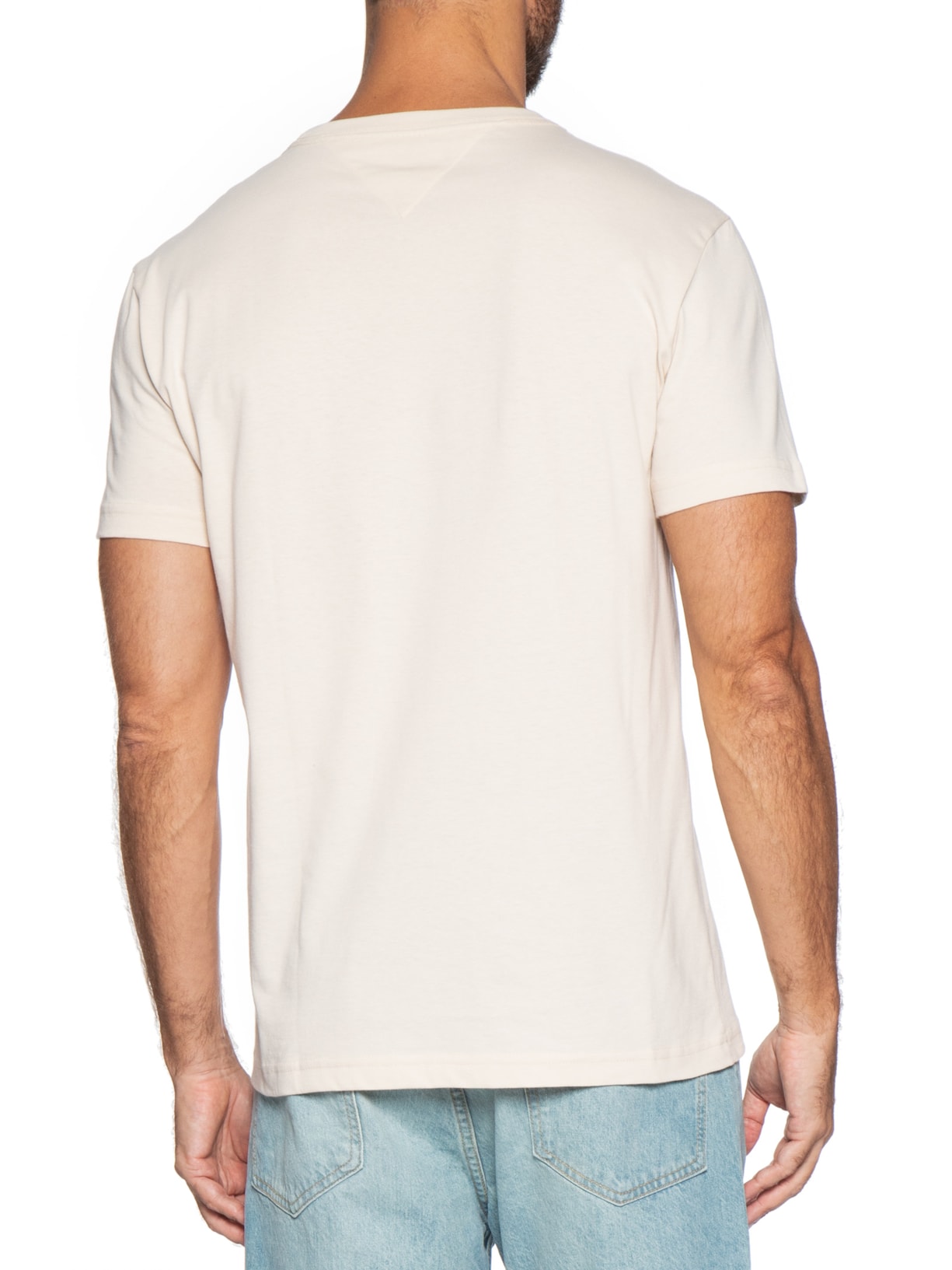 Camiseta Masculina Essential Regular Fit C-Nk Em Algodão Bege Tommy Hilfiger