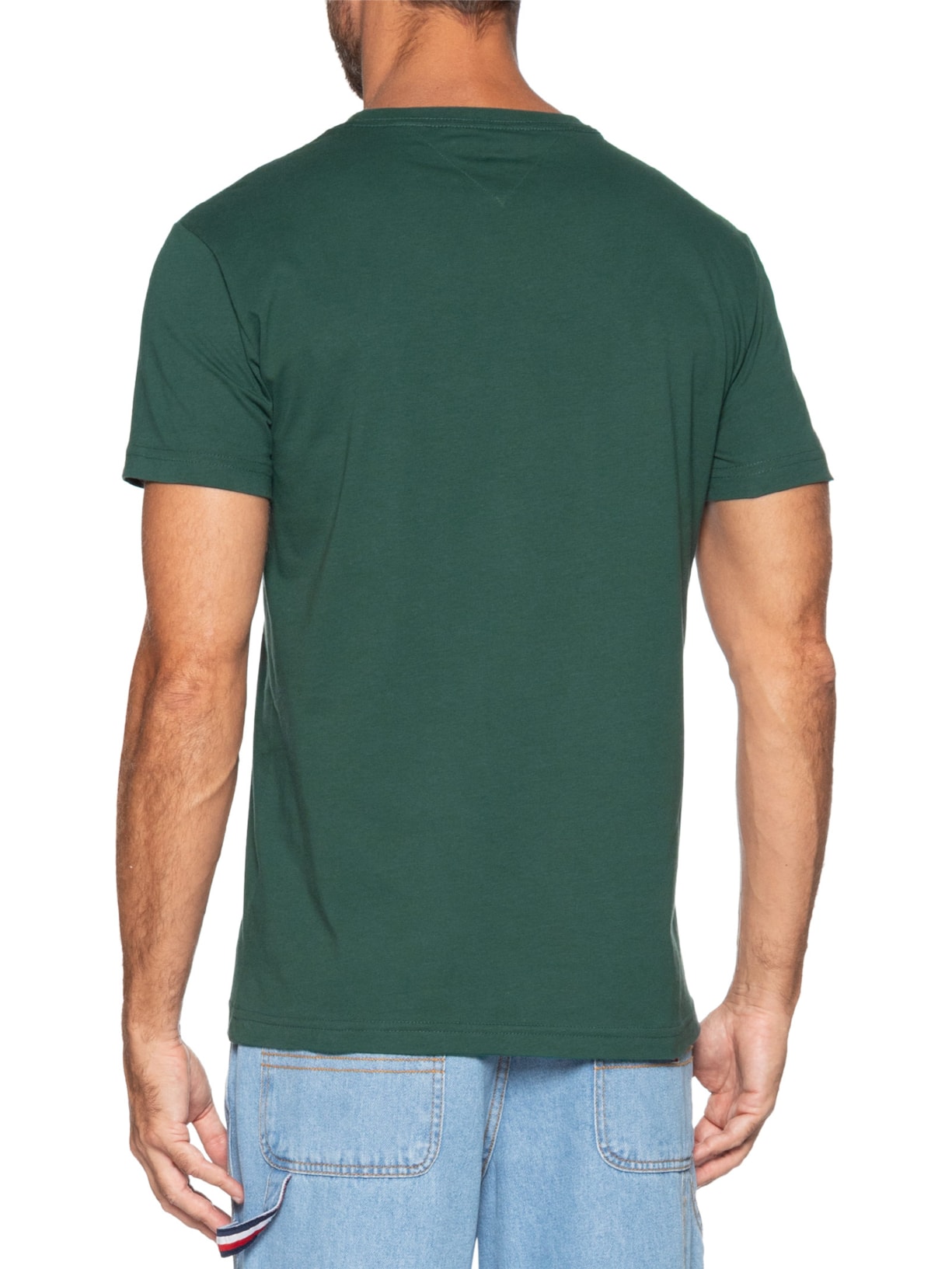 Camiseta Masculina Essential Regular Fit C-Nk Em Algodão Verde Tommy Hilfiger