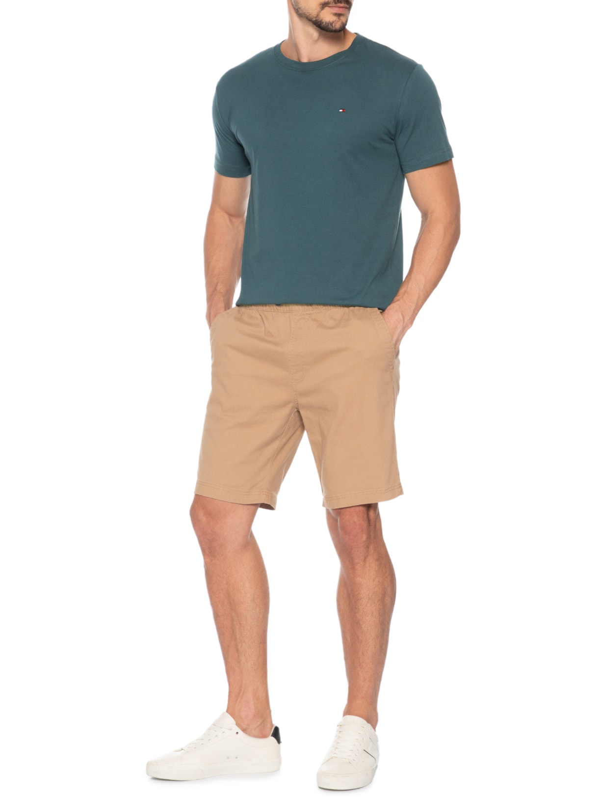 Camiseta Masculina Essential Regular Fit Gola Careca Em Algodão Verde Tommy Hilfiger
