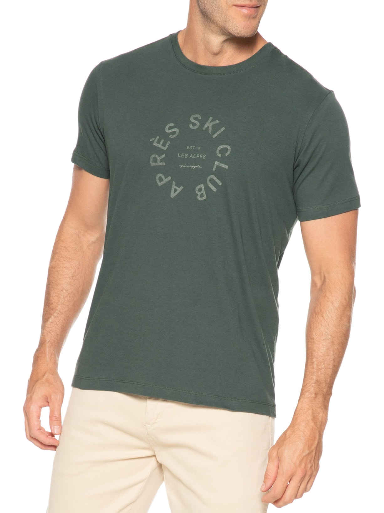 Camiseta Masculina Estampa Apréd Ski Club Verde Pineapple
