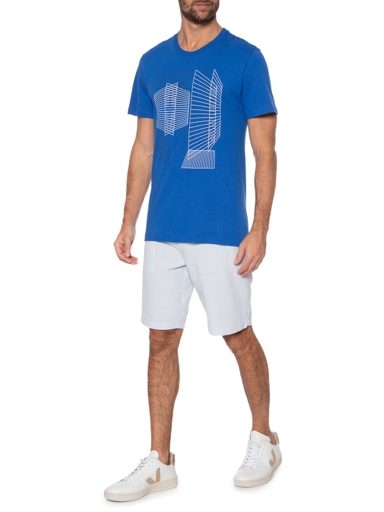 Camiseta Masculina Estampa Arestas Azul Aramis