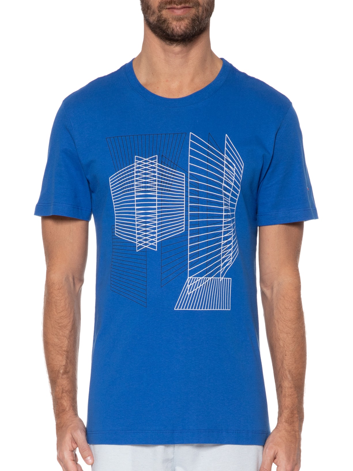 Camiseta Masculina Estampa Arestas Azul Aramis