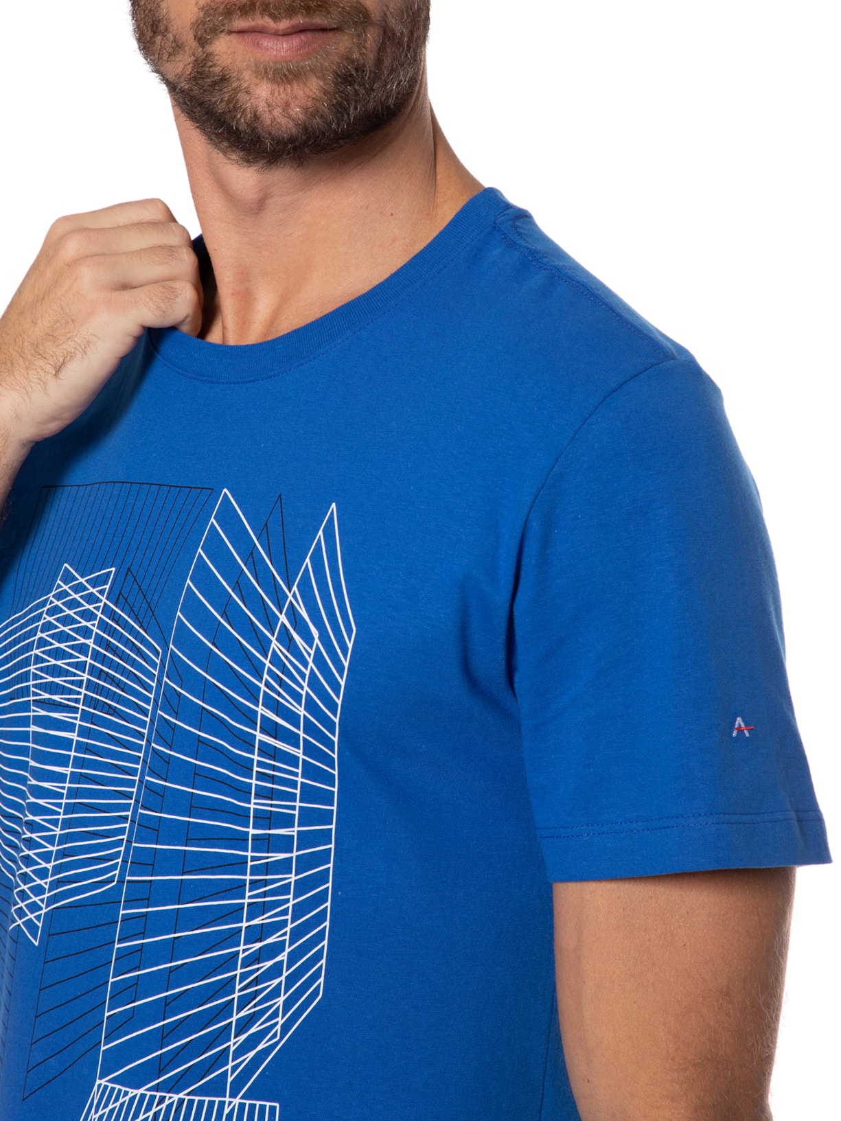 Camiseta Masculina Estampa Arestas Azul Aramis