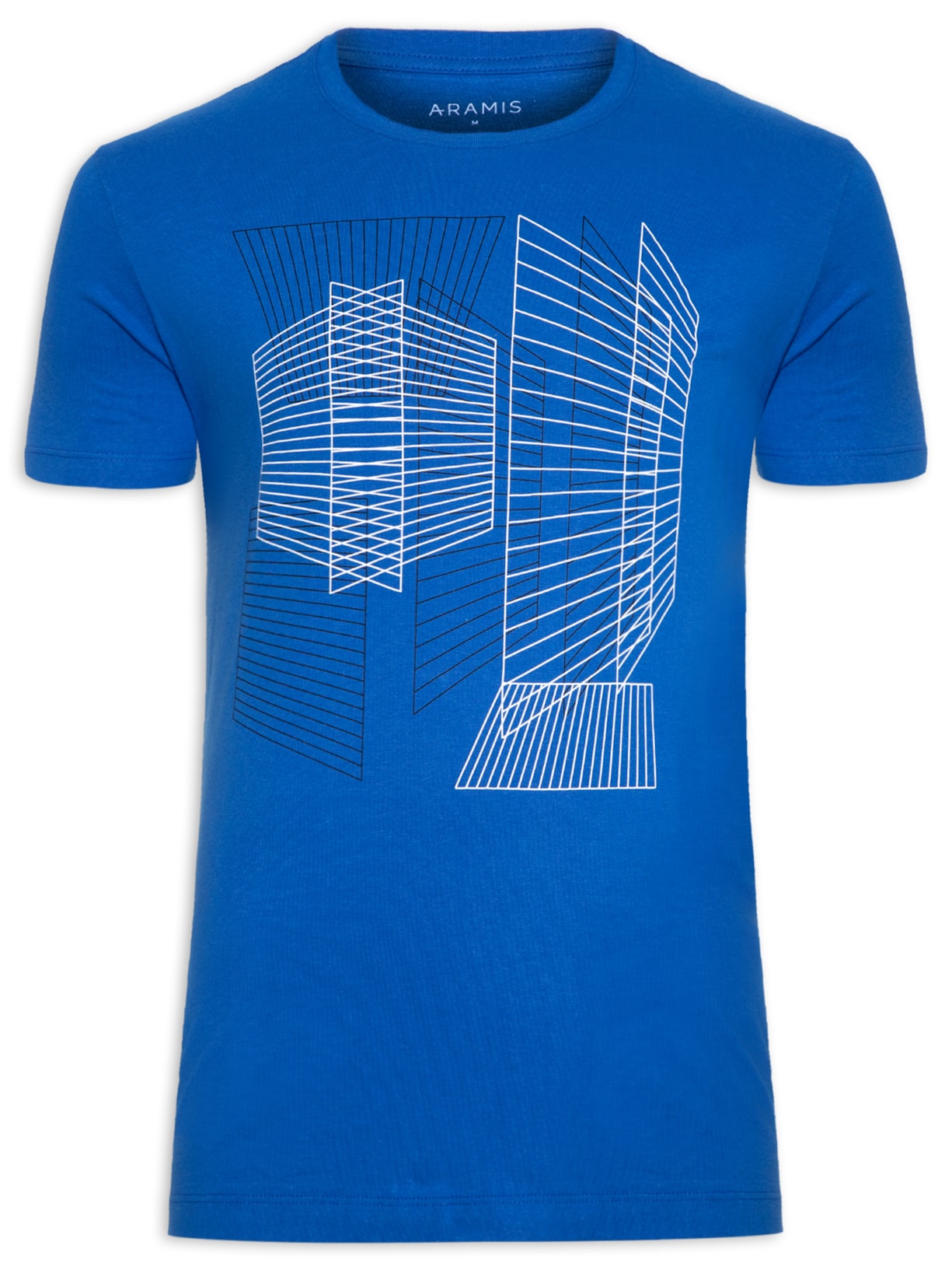 Camiseta Masculina Estampa Arestas Azul Aramis