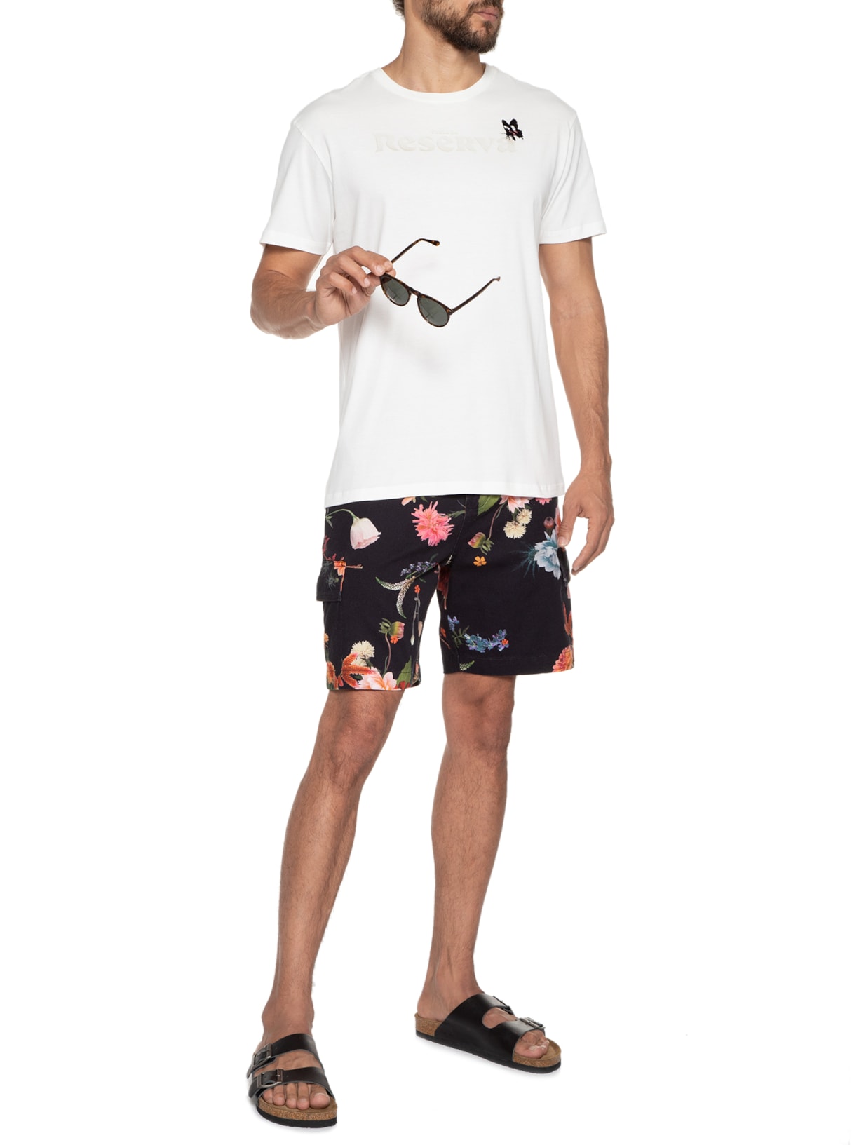 Camiseta Masculina Estampa Borboleta Praia Off White Reserva