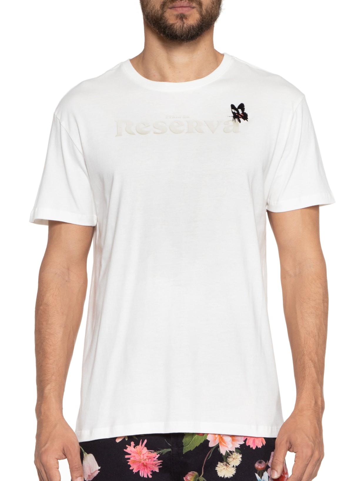 Camiseta Masculina Estampa Borboleta Praia Off White Reserva
