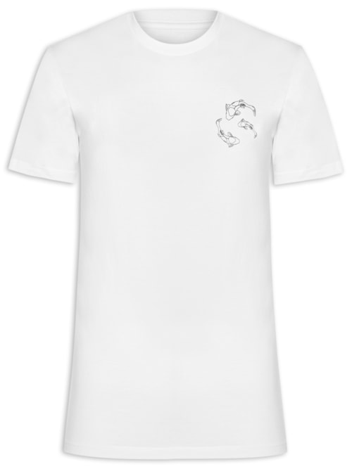 Camiseta Masculina Estampa De Peixes - Branco