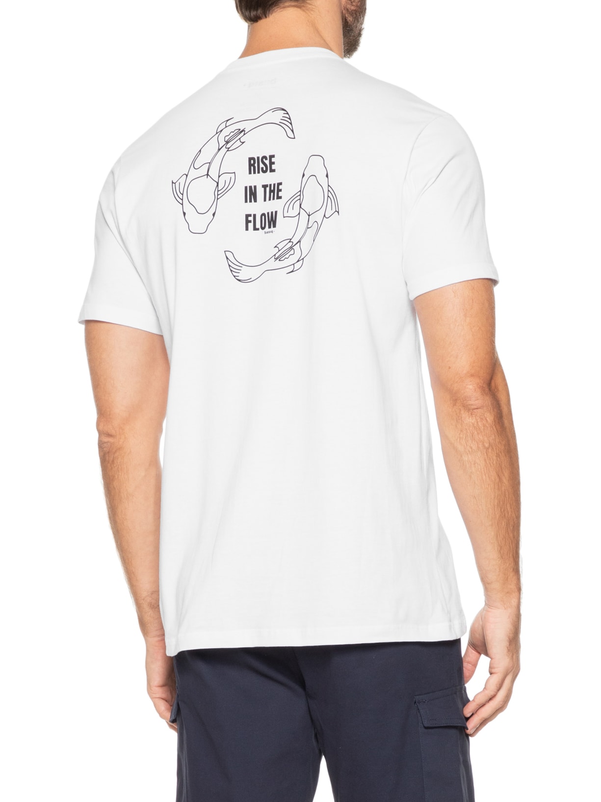 Camiseta Masculina Estampa De Peixes Branco Basiq Men