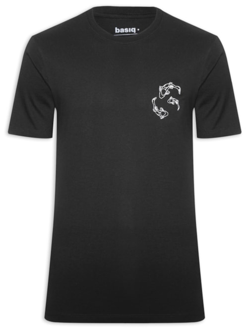 Camiseta Masculina Estampa De Peixes - Preto