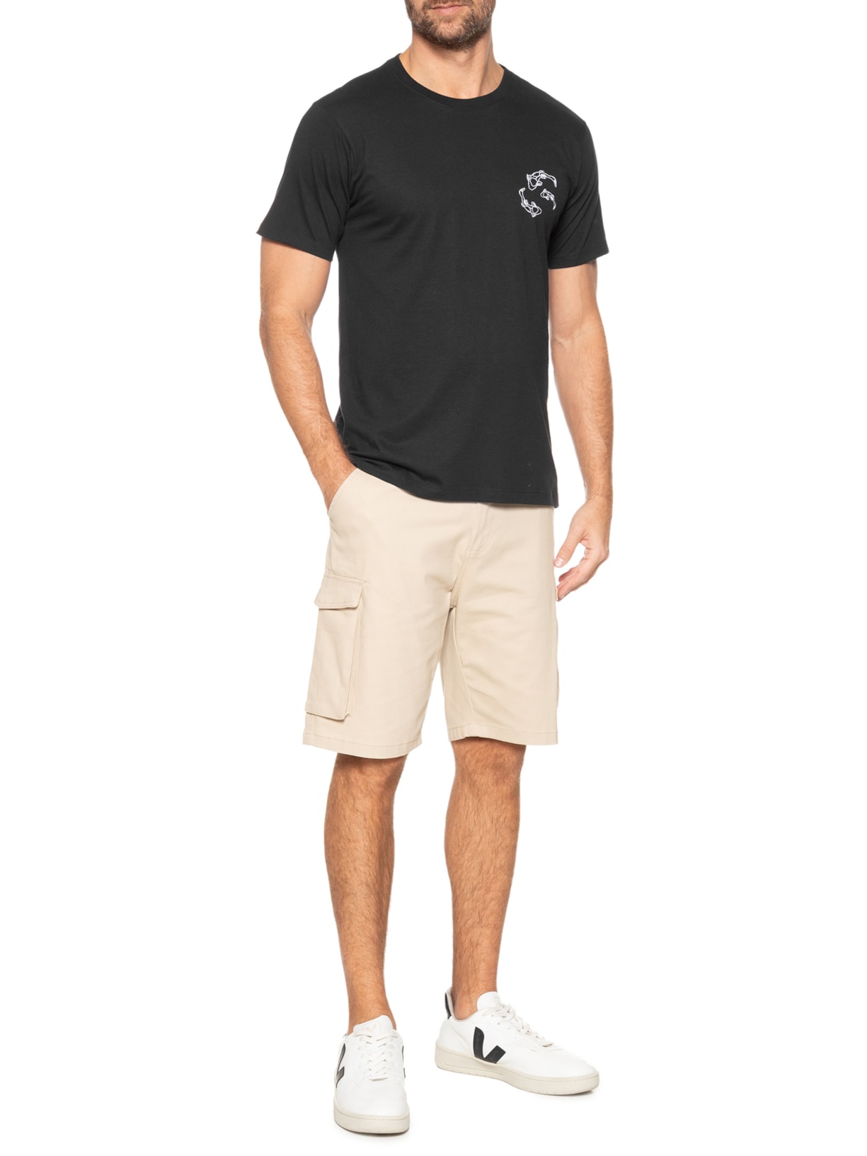 Camiseta Masculina Estampa De Peixes Preto Basiq Men