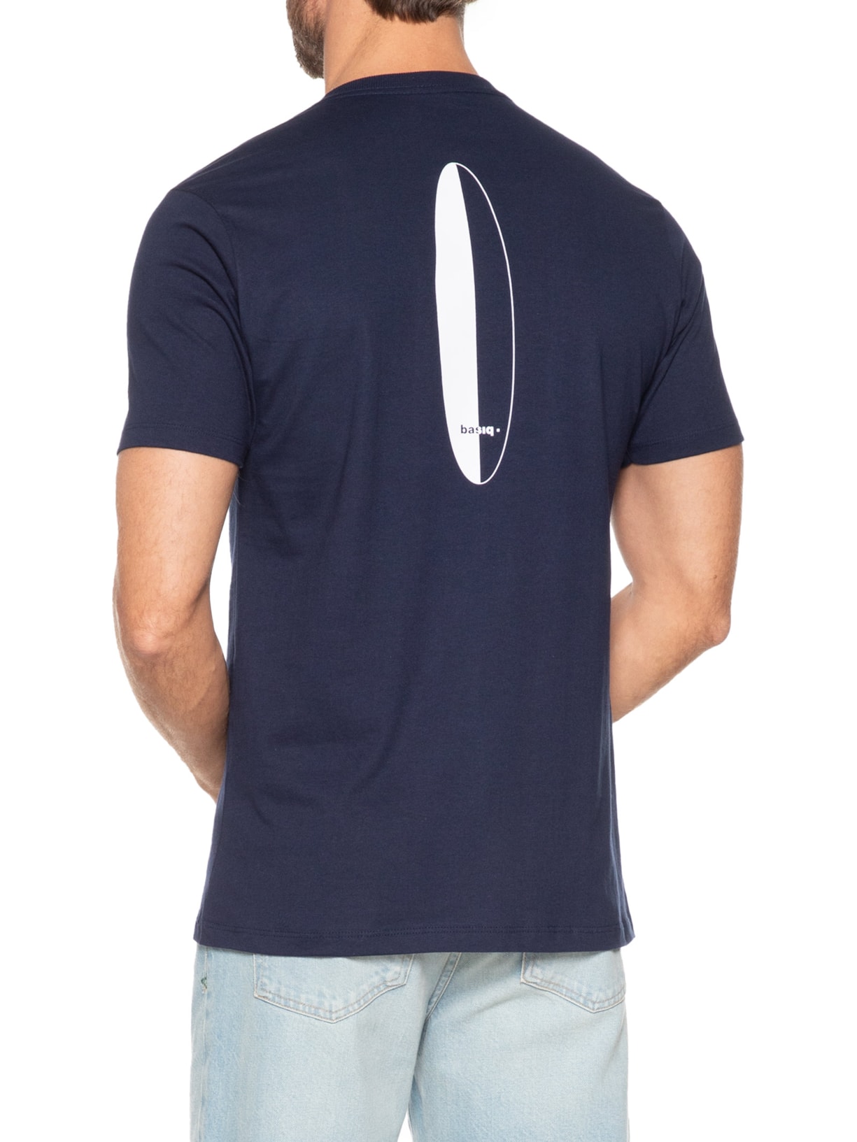 Camiseta Masculina Estampa De Prancha Azul Basiq Men