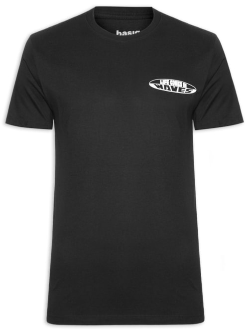 Camiseta Masculina Estampa De Prancha - Preto