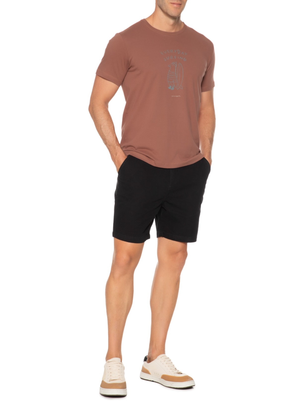 Camiseta Masculina Estampa Everyday Surf Marrom Pineapple