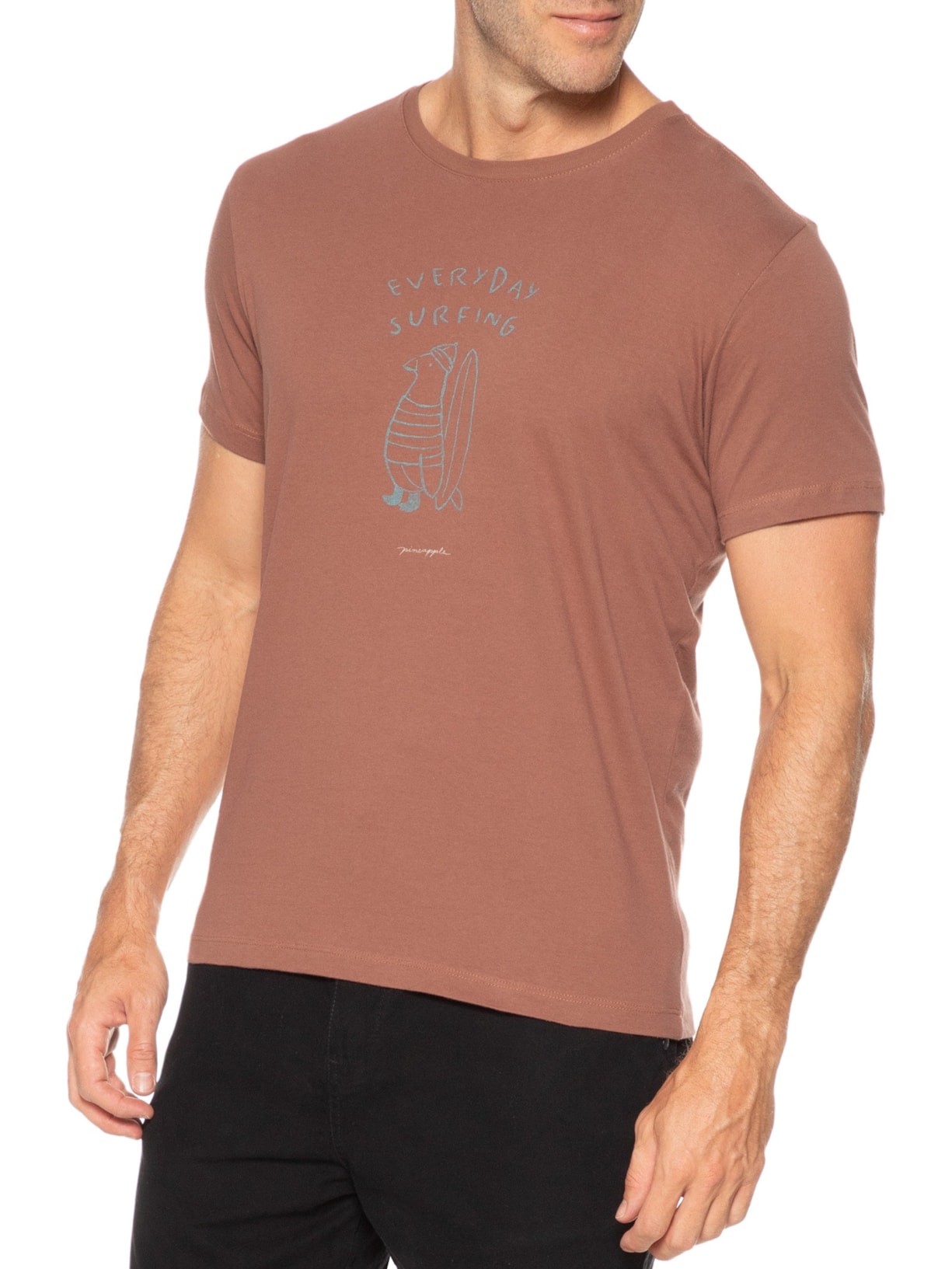 Camiseta Masculina Estampa Everyday Surf Marrom Pineapple