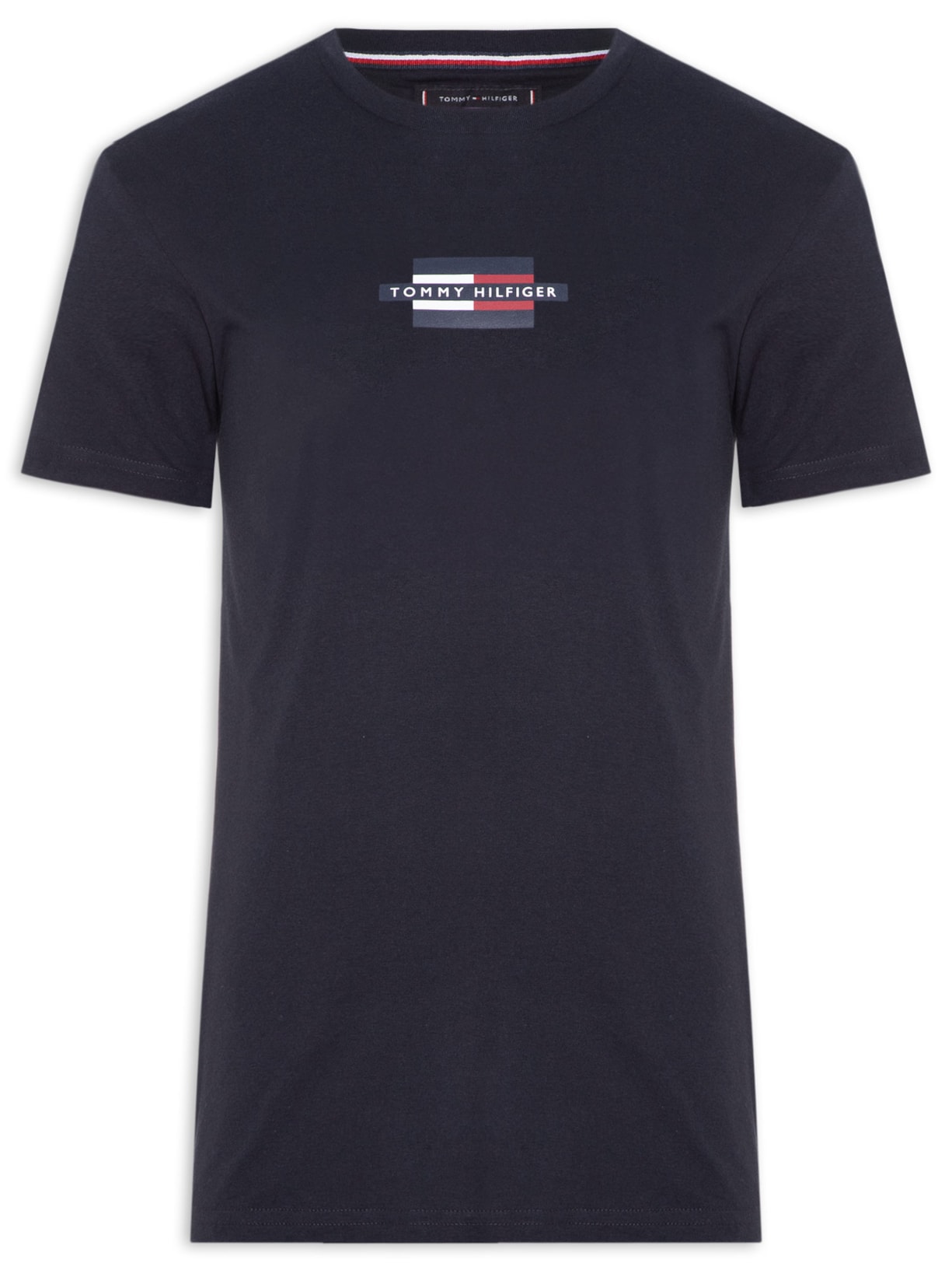 Camiseta Masculina Estampa Flag Box Regular Fit Em Algodão - Azul