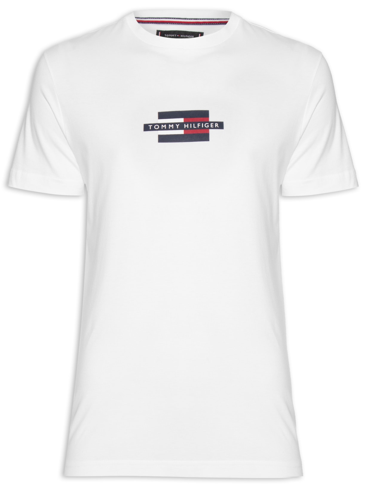 Camiseta Masculina Estampa Flag Box Regular Fit Em Algodão - Branco