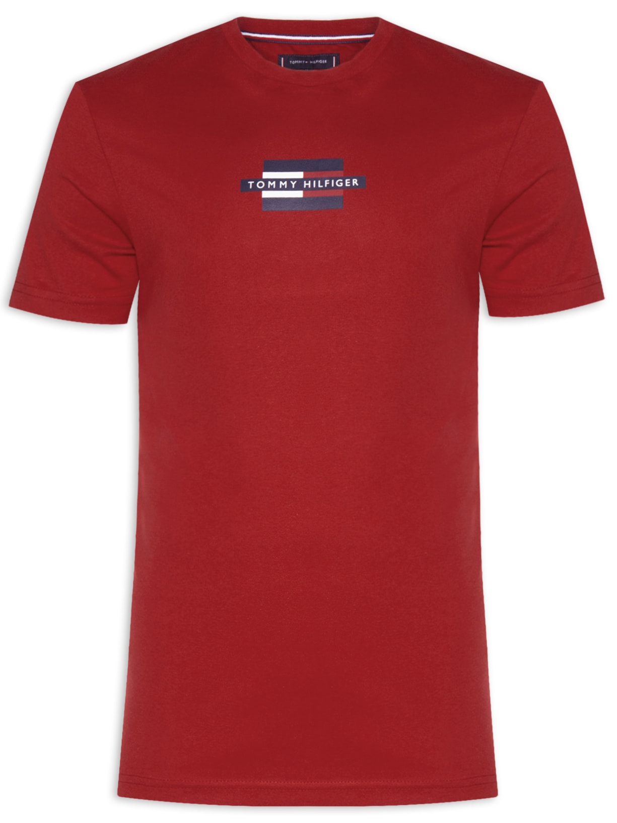 Camiseta Masculina Estampa Flag Box Regular Fit Em Algodão - Vermelho