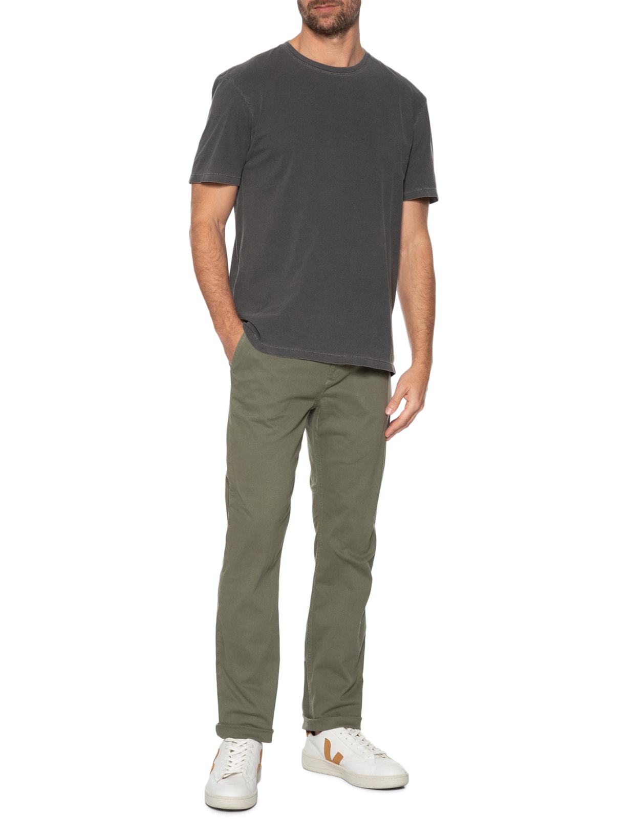 Camiseta Masculina Estampa Flores Cinza Zapalla