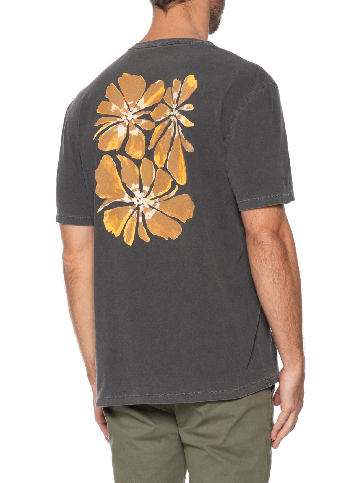 Camiseta Masculina Estampa Flores Cinza Zapalla
