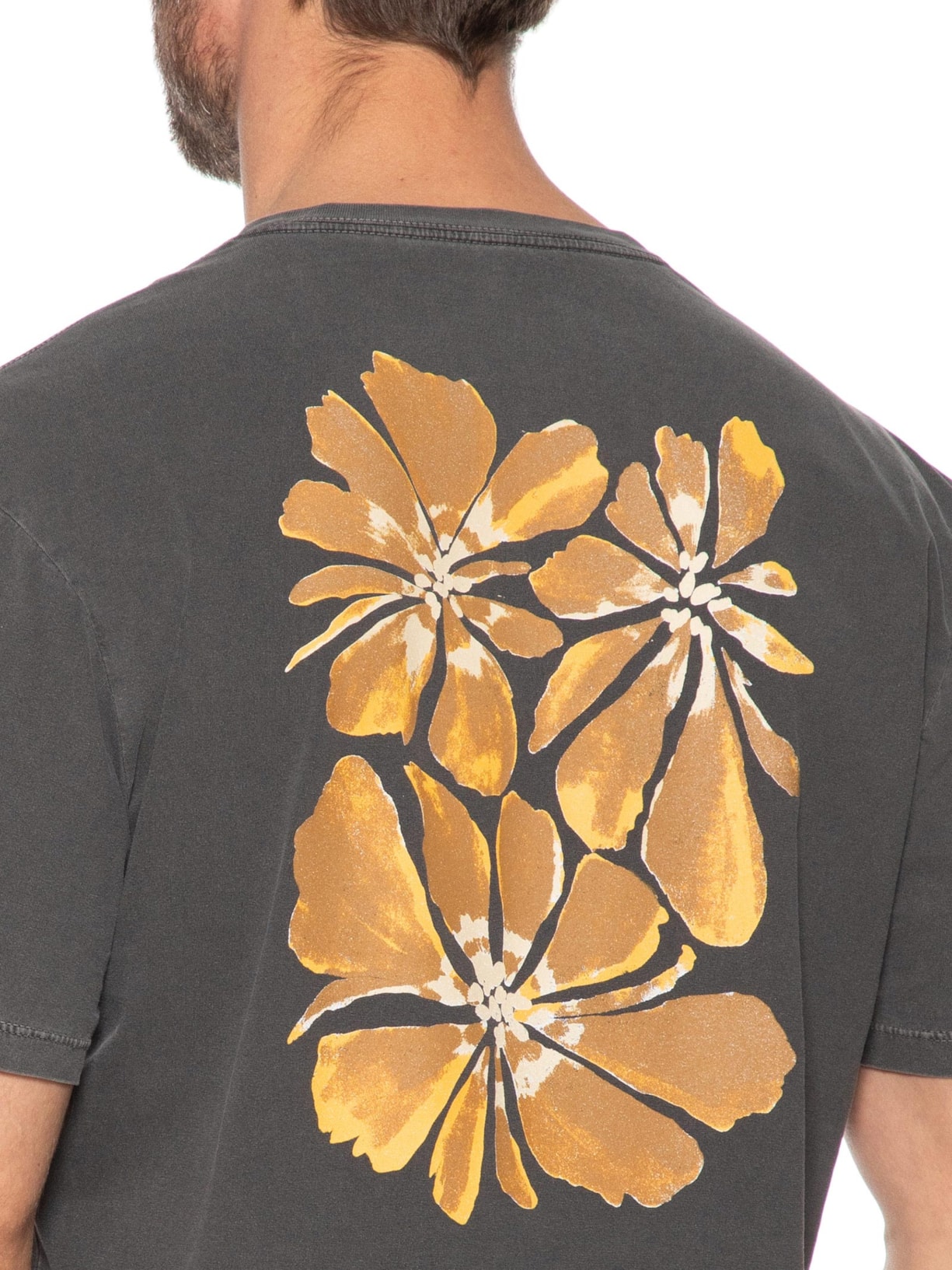 Camiseta Masculina Estampa Flores Cinza Zapalla