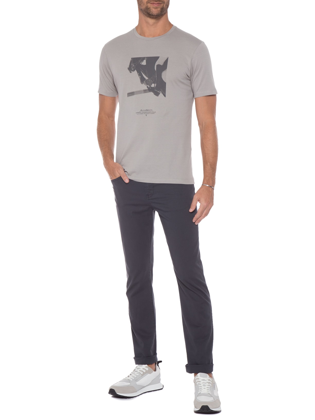 Camiseta Masculina Estampa Horsing Cinza Vr