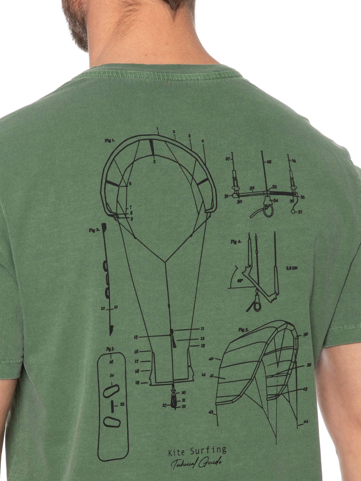 Camiseta Masculina Estampa Kite Sketch Verde Zapalla