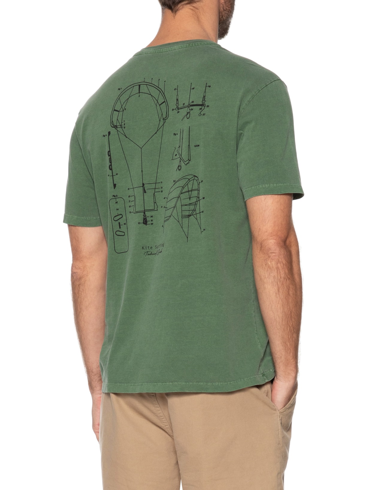 Camiseta Masculina Estampa Kite Sketch Verde Zapalla