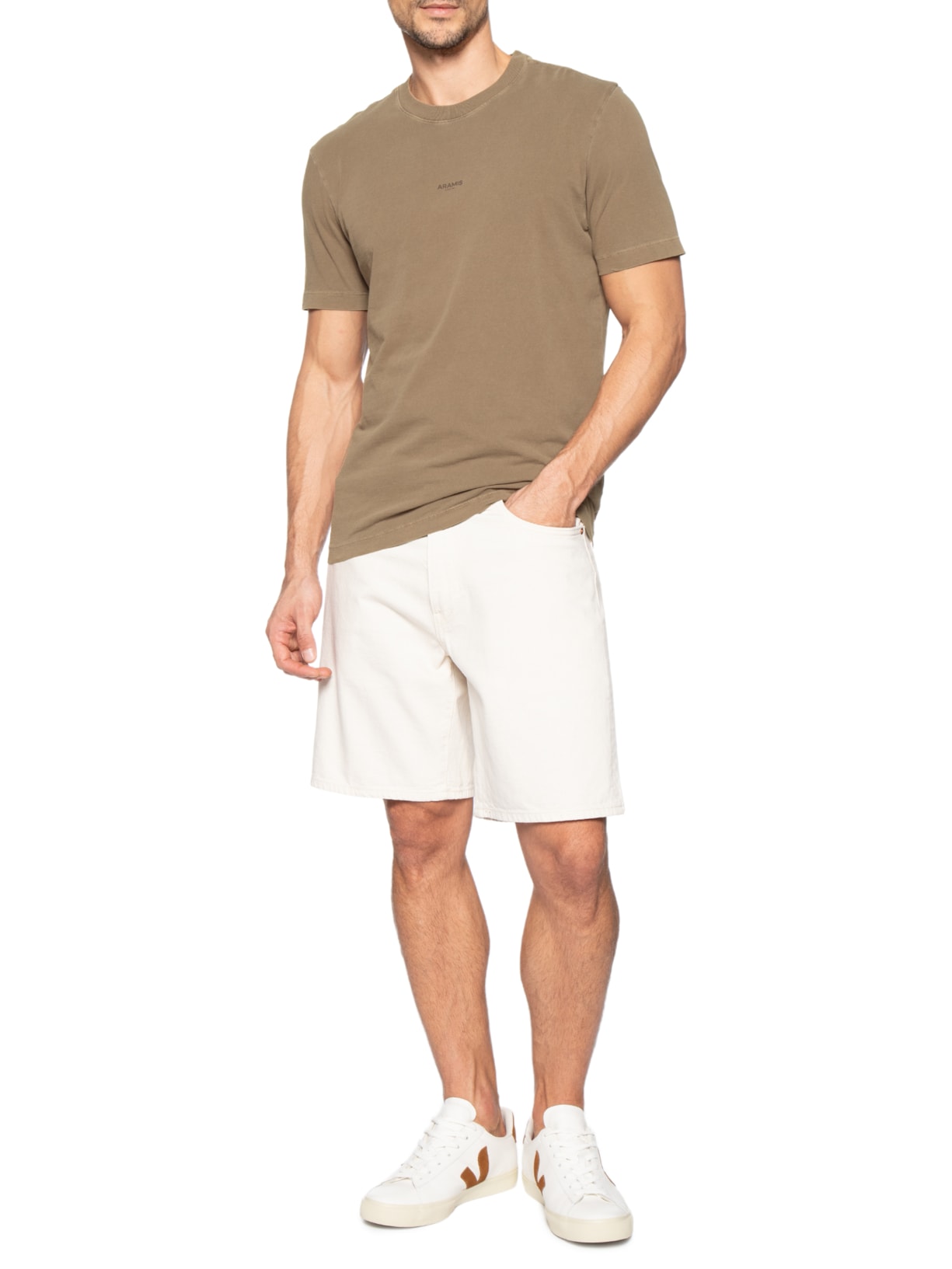 Camiseta Masculina Estampa Lavada Marrom Aramis