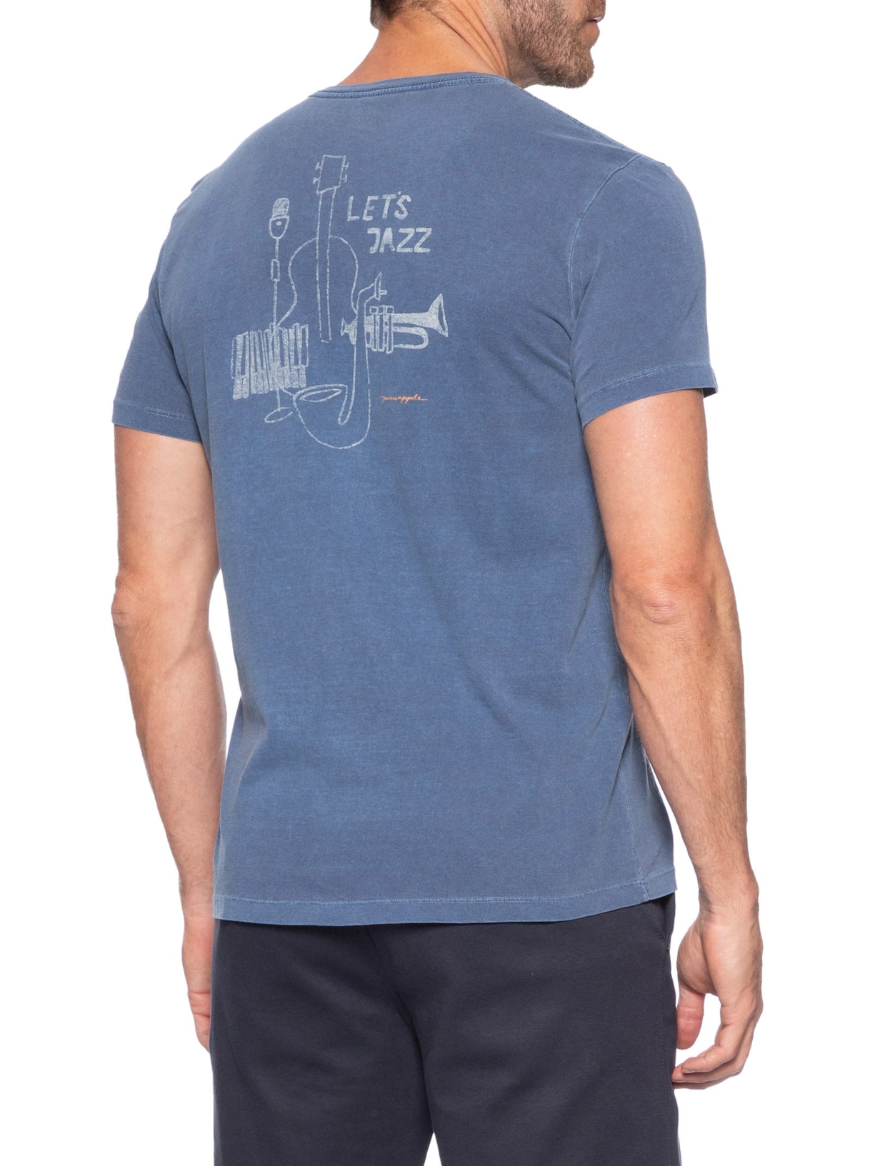 Camiseta Masculina Estampa Let's Jazz Azul Pineapple