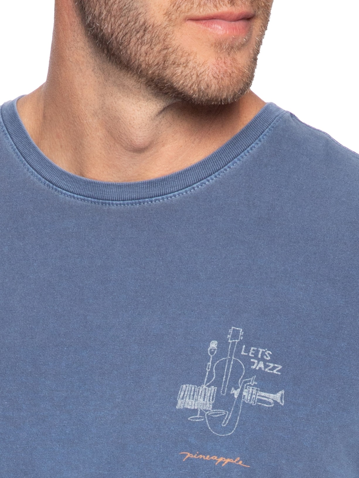 Camiseta Masculina Estampa Let's Jazz Azul Pineapple