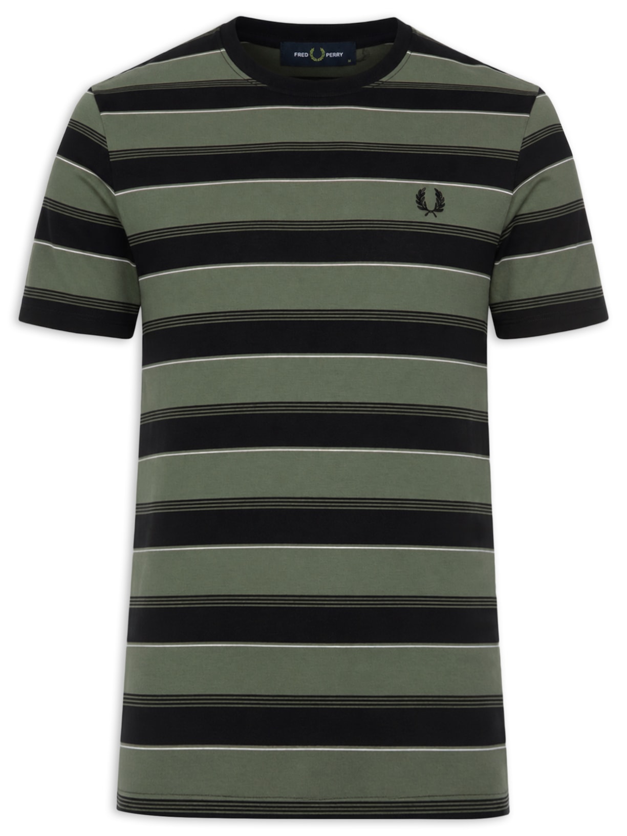 Camiseta Masculina Estampa Listrada Verde Fred Perry