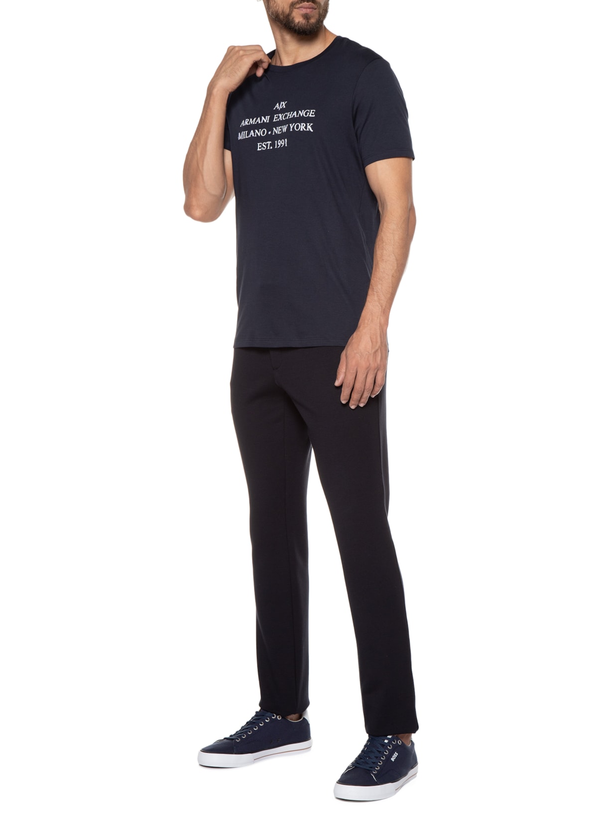 Camiseta Masculina Estampa Localizada Azul Armani Exchange